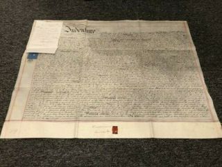 Antique Historic English Indenture Vellum With Wax Seal & Letter London 1872