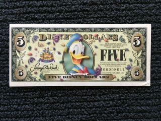 2005 " A " Series Low Number $5 Donald Duck Disney Dollar 50th Anniversary - Rare