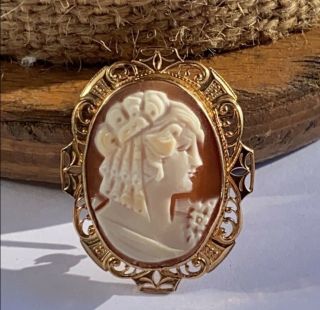 Antique Brooch Or Pendant Cameo 14k Gold Filled