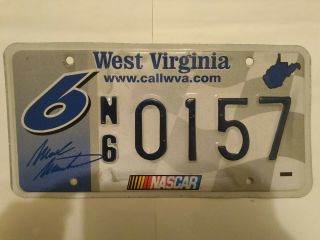 West Virginia License Plate Nascar Mark Martin 157 6 Ford Chevy Wva Wv Rare