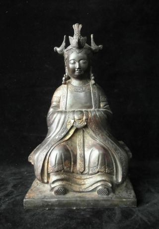 Rare Old Chinese Gilt Bronze Birds Bodhisattva Buddha Statue Sculpture