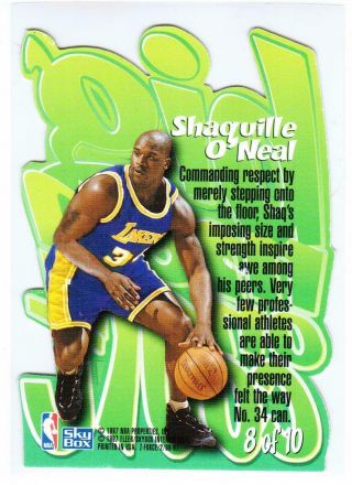 Shaquille O’Neal 1996 - 97 Skybox Z - Force Big Men On Court Los Angeles Lakers Rare 2