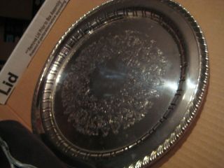 Antique Round Silver Plate 171 Etched Wm.  Rogers Serving Tray 10 Inches Round 2