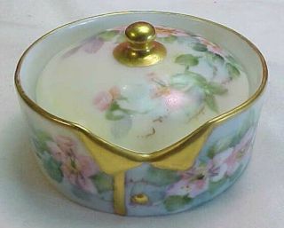 Antique Rosenthal Selb Bavaria Porcelain Trinket Box Floral Gold Gilt 1920 