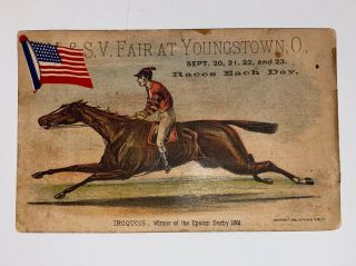 Antique Victorian Trade Card Fair Horse Race Card Iroquois