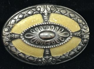 Antique Arts & Crafts Enamel Button set in Sterling 3