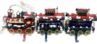 Christmas Express Stocking Holders Locomotive,  2 Train Cars Rare 9”x3.  5”x7”