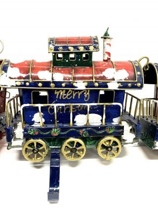 Christmas Express Stocking Holders Locomotive,  2 Train Cars Rare 9”x3.  5”x7” 3