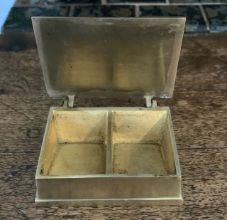 Antique Solid Brass Stamp Box 2 1/4” X 1 1/2” 2 Compartments