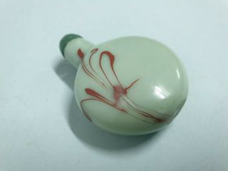 Chinese Antique Green Glaze Snuff Bottle With Lid In Jadite