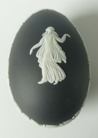 Wedgwood Black Jasperware Dancing Hours Egg Trinket Box Rare