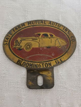 Antique State Farm Mutual Advertising License Plate Topper