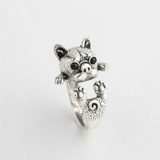 Chinese Pure Silver S925 Bulldog Exquisite Vogue Women 