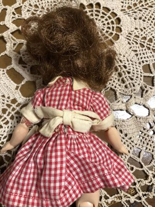 Vintage Cosmopolitan Ginger 8” Doll Gingham Dress With Apple Apron 3