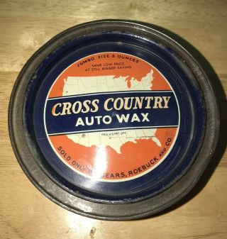 Vintage Sears Cross Country Auto Wax Tin Can For Ford Gm Chevy Mopar Buick Olds
