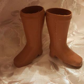 Vintage 1971 Pair Brown Crissy Doll Rubber Boots Marked Ideal Toy