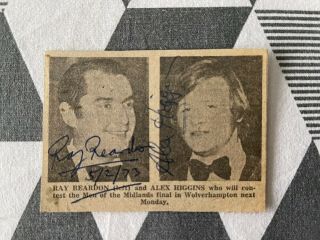 Ray Reardon And Alex Higgins Signed Photo/news Clipping Rare Snooker Champions