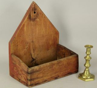A Rare 18th C Hanging Candle Or Wall Box In Old Well Worn Red Paint