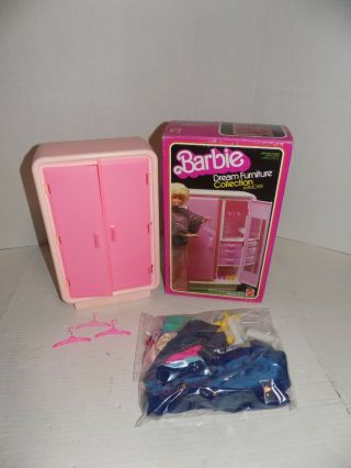Vintage 1978 Mattel Barbie Dream Furniture 2471 Armoire W Box & Clothes