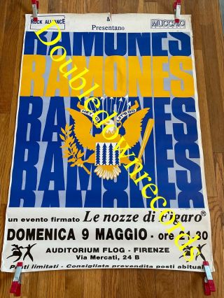 Vtg Ramones Concert Poster Orig Very Rare Punk Rock Italy The Clash Cbgb 80’s Og