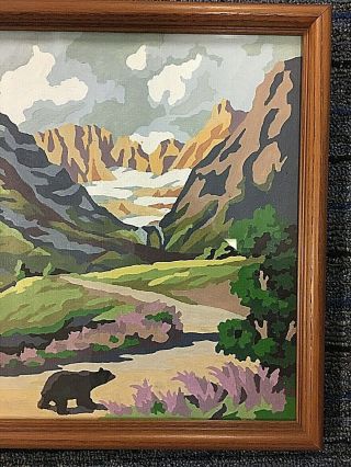 Vintage PBN Titled Mountain Road Bear Scene Landscape 12” X 16 