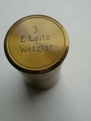 Antique Vintage Brass Objective Canister 3 Microscope Ernst Leitz Wetzlar