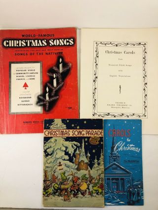 3 Vtg Christmas Carol Sheet Music Robbins Music,  Treasure Chest,  Polish Songs