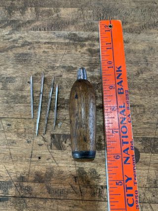 Antique Vintage Leatherworking Awl Tool With 4 Bits/needles J.  Nichols
