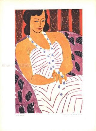 Henri Matisse - Drawing | Dame A La Robe Offset Lithograph From Verve 1948 Rare