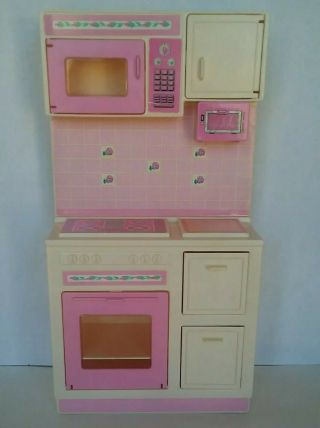 Vintage 1987 Mattel Barbie Doll Sweet Roses Kitchen Stove Set & Accessories