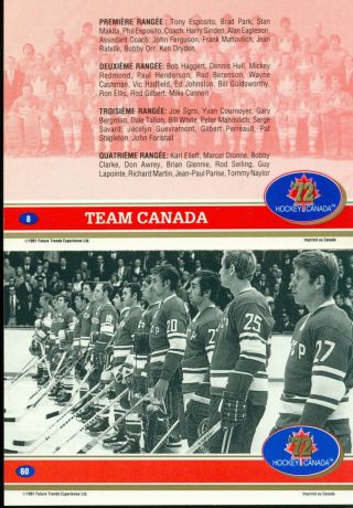 RARE 1972 USSR vs CANADA - HOCKEY SERIES COMLETE FRENCH SET,  CHECKLIST 2