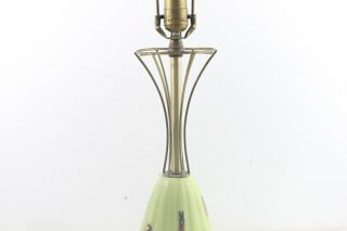 Vintage Mid Century Modern Brass Glass Table Lamp Green Gold Brass 3