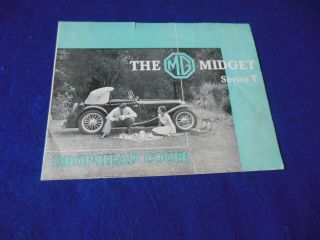 Rare Mg Ta Midget Series T Tickford Brochure 9/38