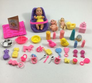 Vintage Barbie Babies Carrier Accessories Food Toys Pacifier Jack In The Box