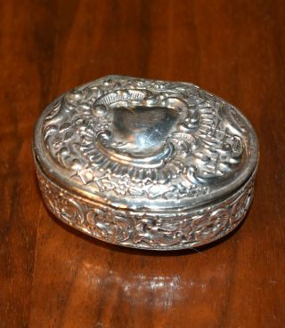 English Sterling Snuff Box,  Unknown Year,  Repousse,  Gilt Interior