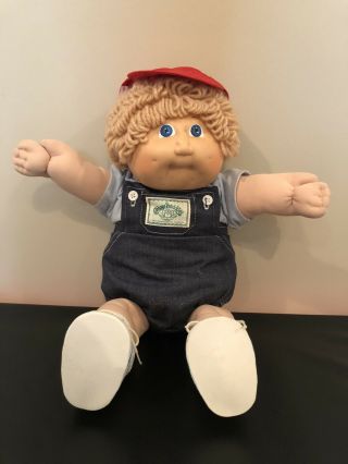 Vintage Cabbage Patch Kids Doll Boy Blonde Hair Blue Eyes Coleco 1983 Daniel Vtg