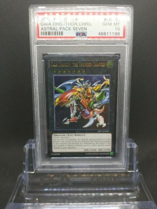 Yu - Gi - Oh Psa 10 Gem Gaia Dragon,  The Thunder Charger Ultimate Rare Pop 1