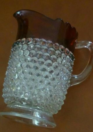 Rare Victorian Eapg Pitcher Ruby Stained Kings Crown Hobnail Glass