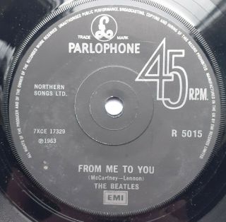 Very Rare " From Me To You " Emi Solid Centre With All Rights Rim Text Beatles