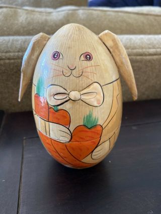 Vintage Easter Bunny Rabbit Wooden Nesting Doll Set 5 1990’s