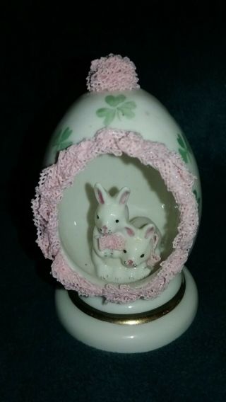 Mz Irish Dresden Lace Porcelain Diarama Easter Egg