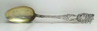 Manchester Sterling Silver Souvenir Spoon Denver,  Co W Indian Handle 14g 5 1/8 "