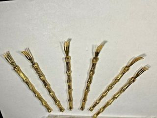 Mid Century Golden Faux Bamboo 4 1/2 " Appetizer Forks Nos