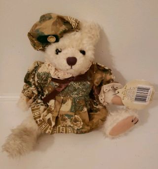 Vintage Brass Button Bears Opal Bear With Tag Retired Bear