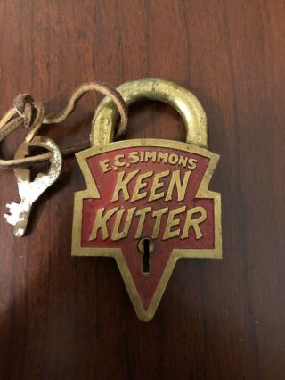 Rare 1906 Antique E.  C.  Simmons Keen Kutter Advertising Padlock With Key
