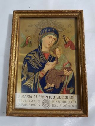 S.  Maria De Perpetuo Succursu Antique Virgin Maria Metallic Framed Print 4.  5x6 "