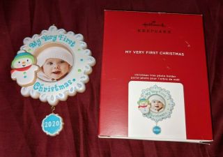 My Very First Christmas 2020 Hallmark Ornament Photo Frame Rare Htf Opened Box
