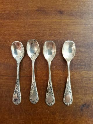 Vintage Silver Condiment Spoons Set Of 4