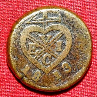India Bombay Presidency Pice Ad 1813 Complete Bale Mark And Year On It Rare.