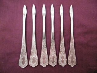 Lovely Set Of 6 Ornate Victorian Silver Plated Epns Nut Pick